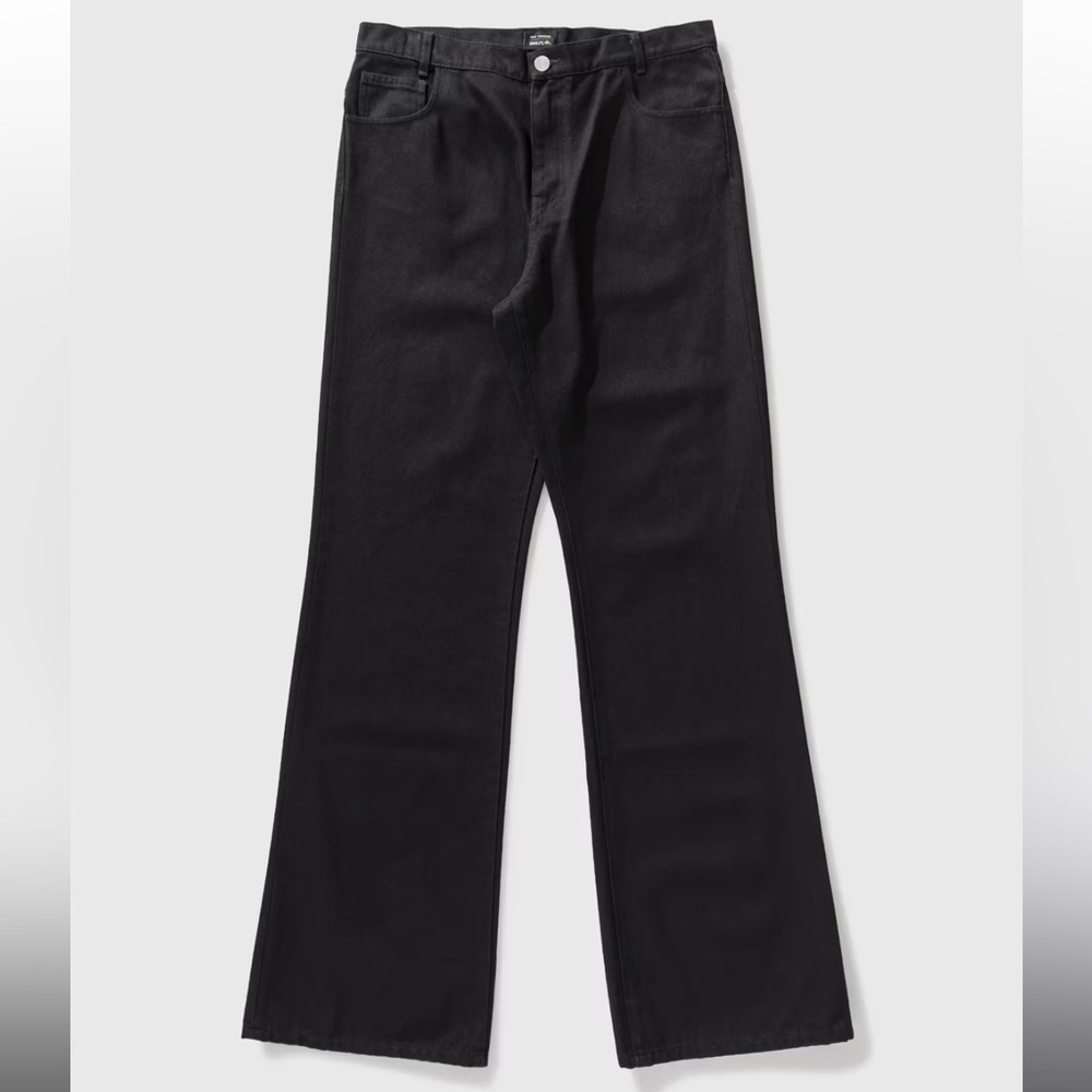 RAF SIMONS X SMILEY Flared Denim Pants Black Size 30 S22 Streetwear Dark Jeans
